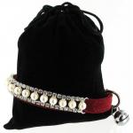 Kattenhalsband met parels rood