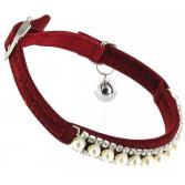 Kattenhalsband met parels rood 2