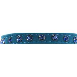 Kattenhalsband suede blauw met steentjes 3