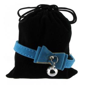 Kattenhalsband strik suede blauw