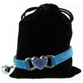 Kattenhalsband hartje suede blauw