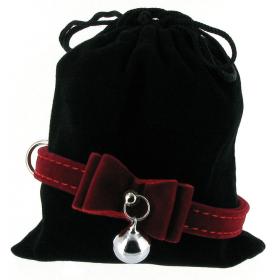 Kattenhalsband strik suede rood