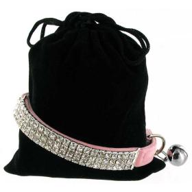 Kattenhalsbandje strass roze