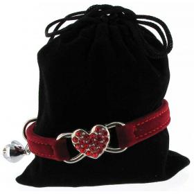 Kattenhalsband hartje suede rood