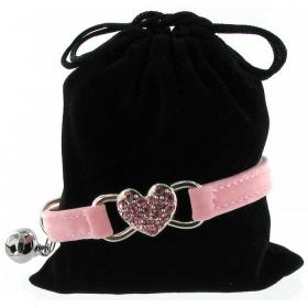 Kattenhalsband hartje suede roze