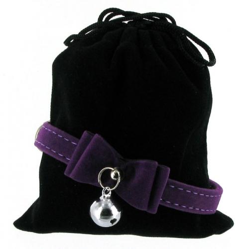 Kattenhalsband strik suede paars 1