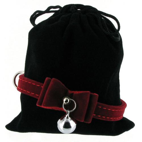 Kattenhalsband strik suede rood 1