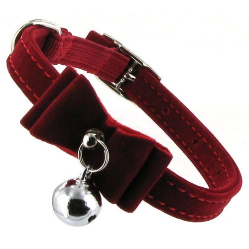 Kattenhalsband strik suede rood 2