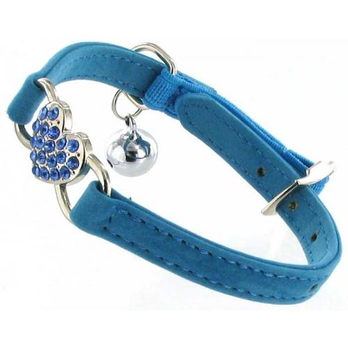 Kattenhalsband hartje suede blauw 2