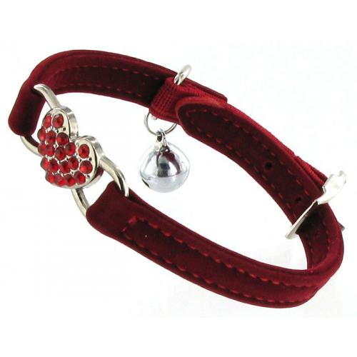 Kattenhalsband hartje suede rood 2