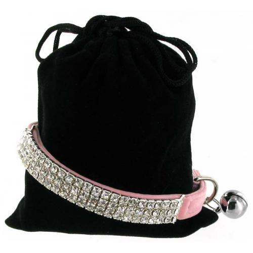 Kattenhalsbandje strass roze 1