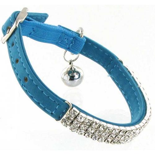 Kattenhalsbandje strass blauw 2