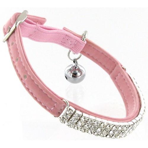 Kattenhalsbandje strass roze 2